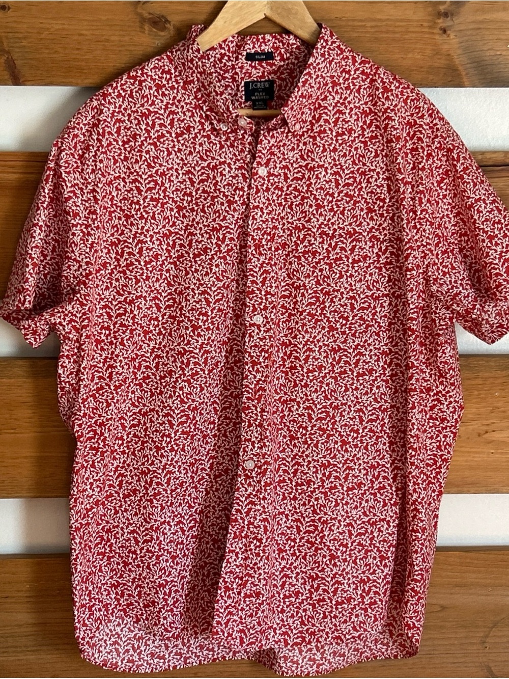 J.Crew Flex Washed Slim Short Sleeve Button Down Terracotta Floral Men's Size 2X